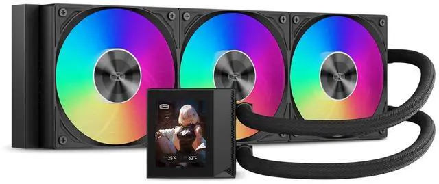 Main image of CPU Cooler, 360mm AIO Liquid Cooling, High-Performance Pump, 2.4 IPS Display, CPS ARGB Water Cooling with Quiet F5 R120 Fans(DC360 Black)