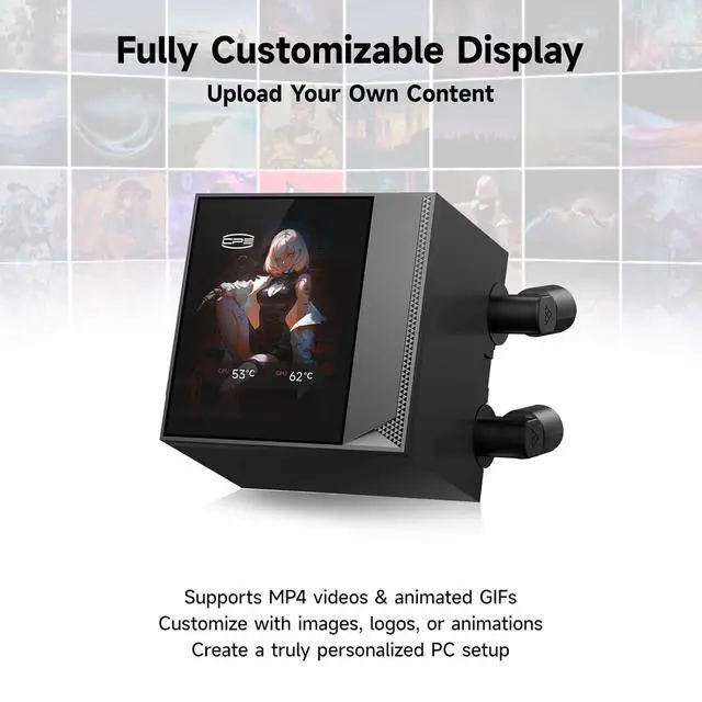 Alt view image 3 of 7 - CPU Cooler, 360mm AIO Liquid Cooling, High-Performance Pump, 2.4 IPS Display, CPS ARGB Water Cooling with Quiet F5 R120 Fans(DC360 Black)