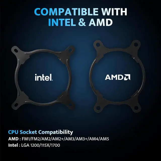 Alt view image 7 of 7 - DN360A AIO CPU Liquid Cooler, High-Performance Pump, ARGB Sync, PWM Fans, with Customizable Logo Display, Compatible with 1851/1700, AM4/AM5 (Black, 360mm AIO)