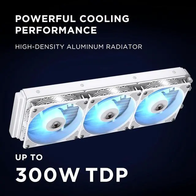Alt view image 3 of 7 - Jungle Leopard TK1 360mm ARGB White AIO CPU Cooler-Water Liquid Cooling System,Infinite Mirror,PWM 2000RPM Cooler Fans for AMD FM2/FM2+/AM3+/AM4/AM5,Intel LGA115X/1200/1700/1366/2011/2066 (White)