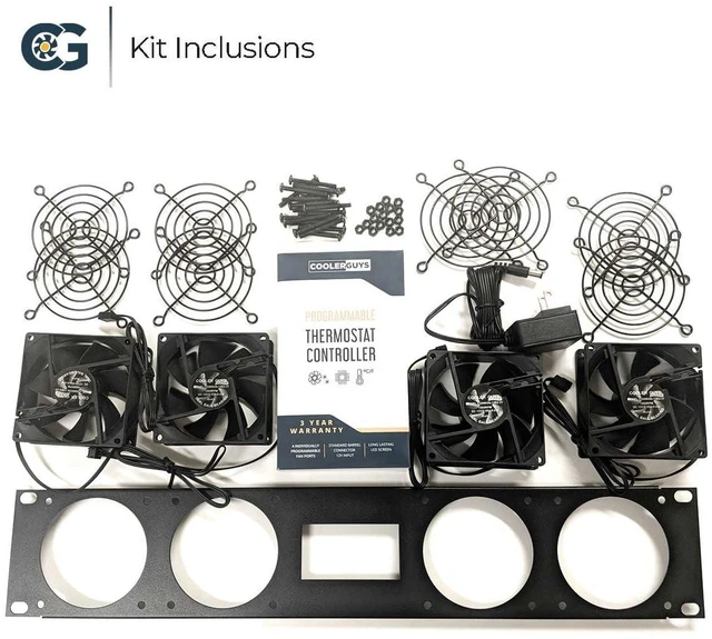 Alt view image 5 of 6 - Coolerguys 2U Bracket with 80mm fans / Programmable Fan Controller / 2A PSU