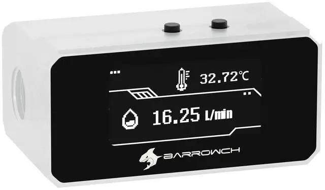 Main image of G1/4" Digital Flow Temperature Monitor with OLED Display for PC Water Cooling Real-Time Coolant Flow/Temp Sensor, Overheat Alarm & Auto-Shutdown Protection, White