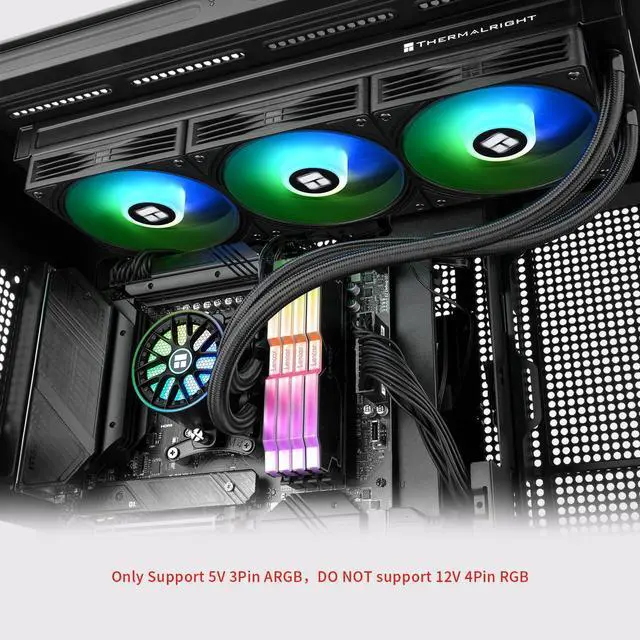 Alt view image 6 of 6 - Thermalrlght Aqua Elite 360 V6 ARGB Black AIO CPU Cooler, ARGB PWM Cooler Fans with 2000RPM, for Intel Lga1150/1151/1155/1156/1200/2011/1700/1851, AMD: AM4/AM5, Case 360mm AIO Radiator