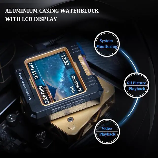 Alt view image 4 of 6 - FW360 Black ARGB CPU AIO Cooler,PC 360 Specification Water Cooler System,IPS LCD Screen with 320x240 Resolution,for AM5&Intel LGA1700/1851,CPU Cooler Comes with 2.4-inch LCD Display
