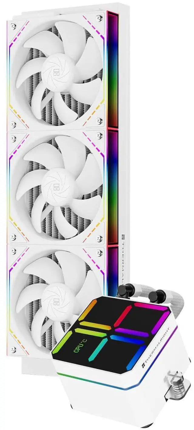 Main image of Magic Qube 360 ARGB White Liquid CPU Cooler,Building Block Fan with 2000RPM,for AM4/AM5,Intel LGA1150/1151/1200/1700/1851,Temperature Controlled Color Changing Digital Screen