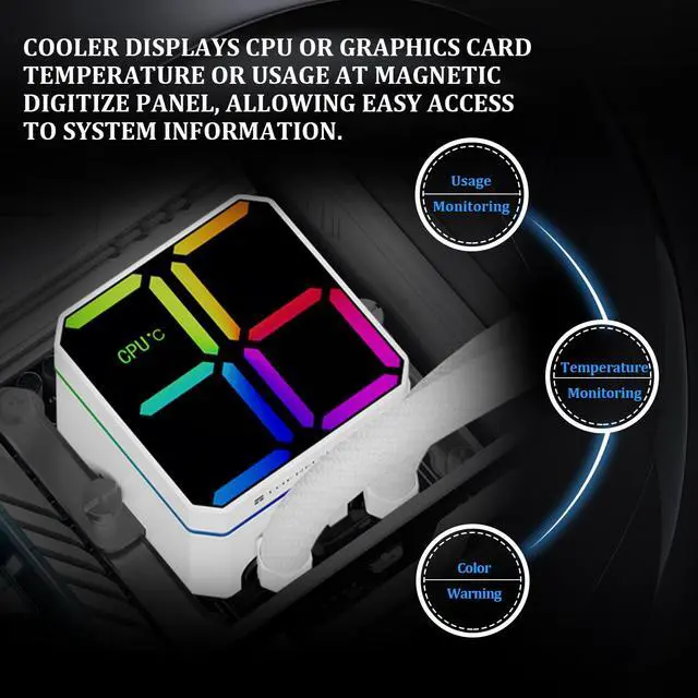 Alt view image 4 of 6 - Magic Qube 360 ARGB White Liquid CPU Cooler,Building Block Fan with 2000RPM,for AM4/AM5,Intel LGA1150/1151/1200/1700/1851,Temperature Controlled Color Changing Digital Screen
