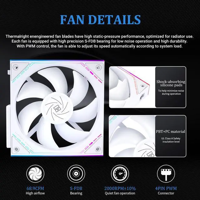 Alt view image 5 of 6 - Magic Qube 360 ARGB White Liquid CPU Cooler,Building Block Fan with 2000RPM,for AM4/AM5,Intel LGA1150/1151/1200/1700/1851,Temperature Controlled Color Changing Digital Screen