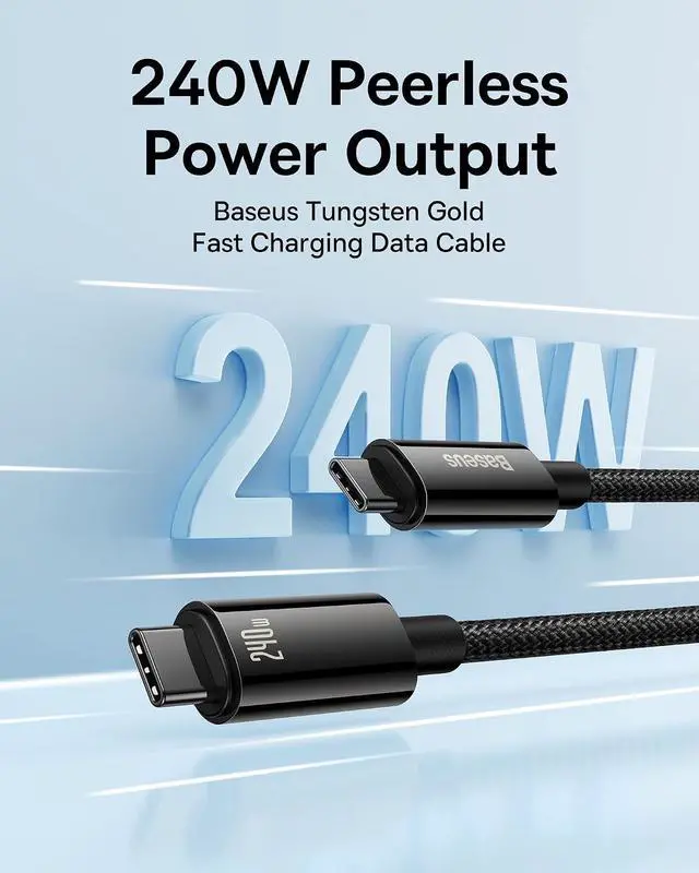 Alt view image 3 of 7 - USB C Cable, 240W PD 5A Fast Charging USBC to USBC Cable, Zine Alloy Nylon Braided Type C Charger Cord for iPhone 17 16 Pro/Plus/Pro Max, MacBook, iPad Pro/Mini, Samsung S23/S22+ (6.6ft)
