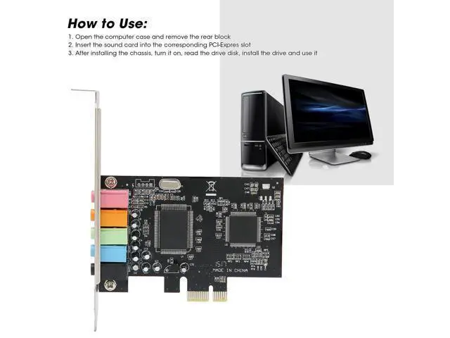Main image of ASHATA PCIe Sound Card, 5.1 Internal Sound Card for PC 7 /Vista/XP 32/64 bit with Low Bracket, 3D Stereo PCI e Audio Card