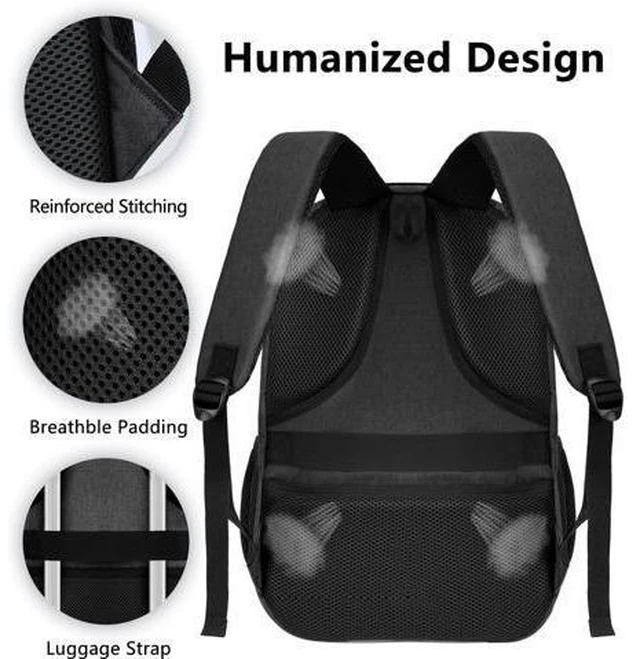 Main image of Black Backpack for Men Women, School Backpack for Boys Girls Teens, 15.6 Inch Laptop Backpacks with USB Port, Water Resistent Book bag, Work College Bookbag, back pack, Mochila para hombre