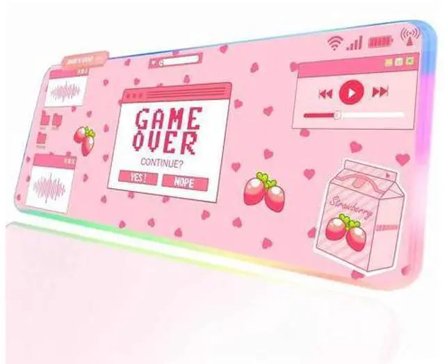 Main image of Pink RGB Gaming Mouse Pad 31.5x12 Inch PC XL Large Extended Glowing Led Light Up Desk Pad Non-Slip Rubber Base Computer Mouse Pad Cute Mousepad Mat