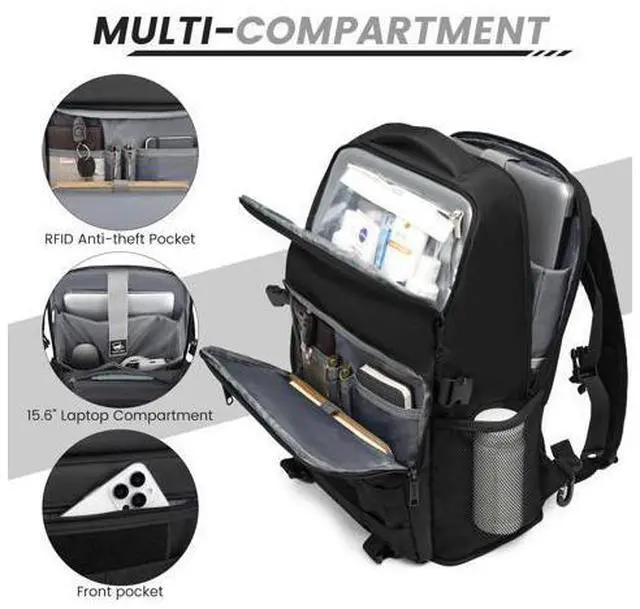 Main image of Lunch Backpack, Insulated Cooler Backpack Removable Lunch Box for Men Women, 15.6 Inches RFID Blocking Laptop Backpack Lunch Bag for Work Travel Black