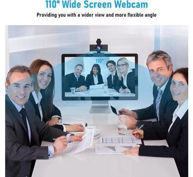 Main image of Webcam with Microphone & Privacy Cover, 1080P HD Web Computer Camera, USB Plug and Play Laptop PC Desktop Camera, Works with Zoom, Skype, Teams, Video Conferencing/Recording/Streaming