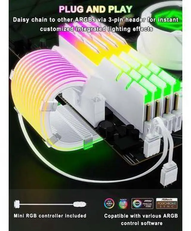 Main image of RGB 12VHPWR Cable Set,ARGB PSU Cable Extension of Soft LED Strip Include 24Pin Motherboard,16 Pin GPU Power Supply Cables,for RTX 40 50 Series PC Custom,Male to Female