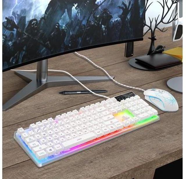 Main image of Gaming Keyboard and Mouse Combo, K1 RGB LED Backlit Keyboard with 104 Key for PC/Laptop(White)