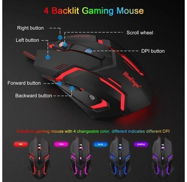 Main image of BlueFinger RGB 87 Keys Gaming Keyboard and Backlit Mouse Combo, USB Wired Rainbow Keyboard,Gaming Keyboard Set for Laptop PC Computer Game and Work