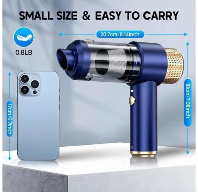 Main image of JONYJ Handheld Car Vacuum Cleaner, 16000PA Hand Held Vacuum Portable Cordless, 2 in 1 Air Duster and Vacuum Cleaner with LED Light, Multi-Nozzles, 120W High Power Mini Vacuum for Home, Pet, Office