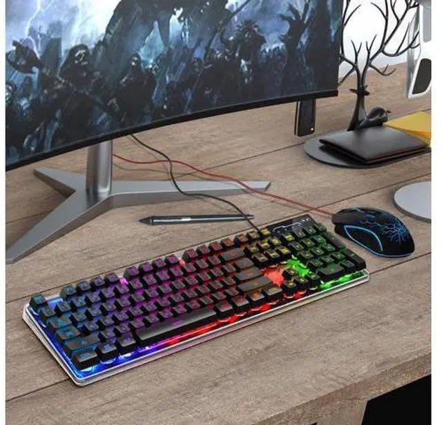 Main image of Gaming Keyboard and Mouse Combo, K1 RGB LED Backlit Keyboard with 104 Key Computer PC Gaming Keyboard for PC/Laptop (Black)