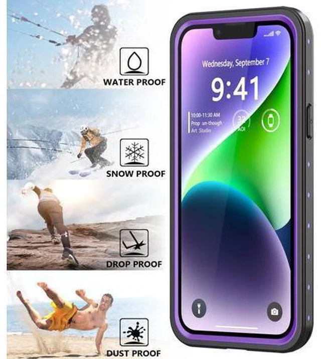 Main image of for iPhone 14 Waterproof Case with Built-in Screen Protector, Shockproof Dustproof Full Body Protective IP68 Waterproof Phone Case for iPhone 14 6.1 inch (Purple)