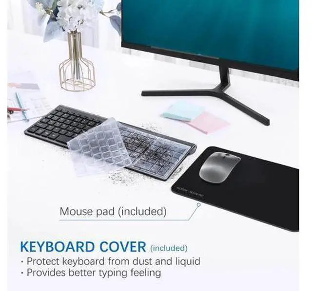 Main image of Wireless Keyboard Mouse Combo, 2.4G Compact and Ultra Slim Wireless Keyboard and Mouse for Windows, Computer, Desktop, PC, Laptop (Grey)