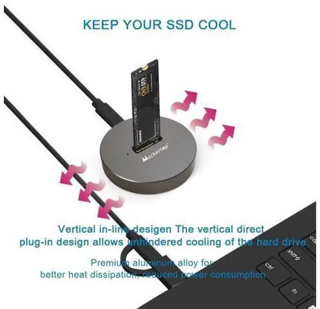 Main image of Mackertop M.2 NVMe & SATA to USB C Docking Station, M.2 SSD to USB A C Reader Adapter for 2280 2260 2242 2230 Enclosure, Fits Both M.2 (M Key, B+M Key) NVMe and SATA NGFF SSDs Aluminum Alloy