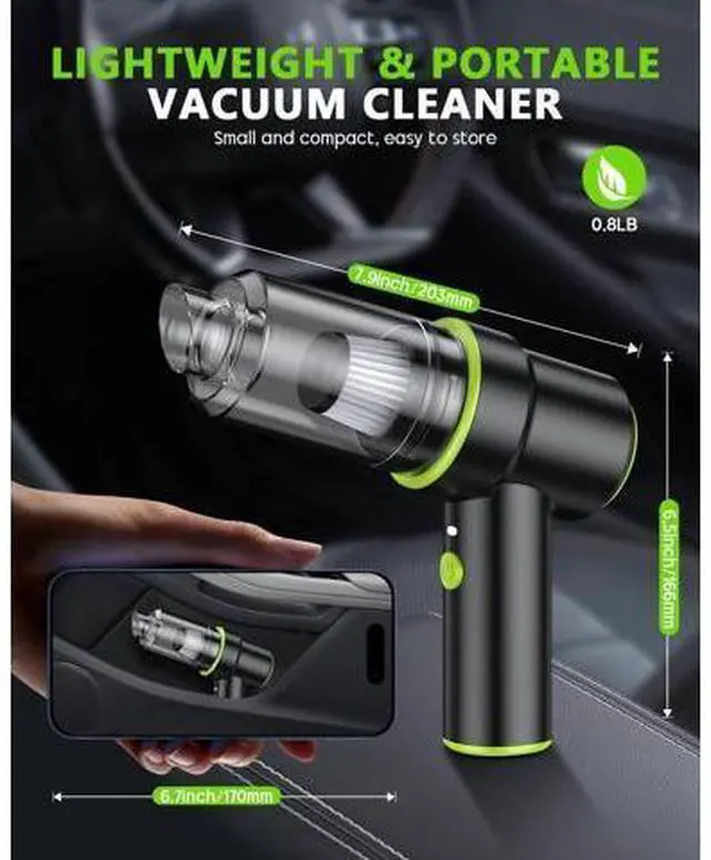 Main image of CODN Handheld Car Vacuum Portable Cordless, 12000PA Handheld Air Duster with Multi-Nozzles and LED Light, Mini Hand Held Vacuum Rechargeable for Home, Car, Office, Pet Hair