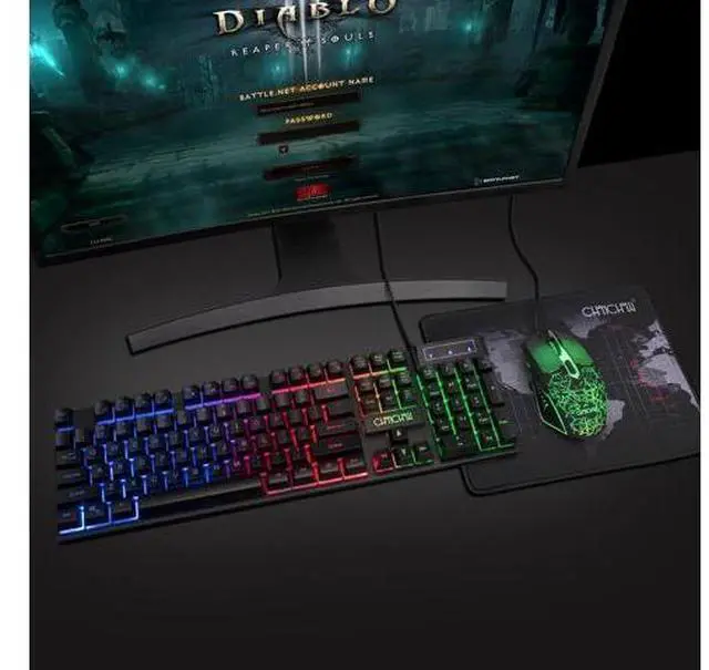 Main image of CHONCHOW Gaming Keyboard and Mouse Led Backlit USB Wired with Light Up 104Key 3600DPI 2 Side Button Mouse Keyboard Mechanical Feeling Compatible with PC Mac OS Xbox Ps4 Ps5 with Mousepad