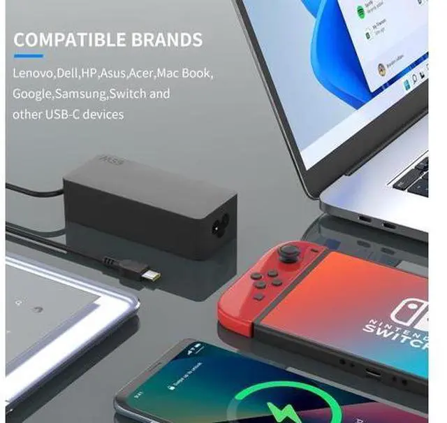 Main image of 65W USB C Type c AC Charger Compatible with ThinkPad E580 E585 E590 E590S E595 T480 T490 T580 Yoga C940 C740 thinkbook ADLX65YCC3A Laptop Power Supply Adapter Cord