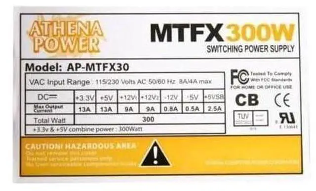 Main image of Athena Power AP-MTFX30 300W TFX Form Factor Power Supply