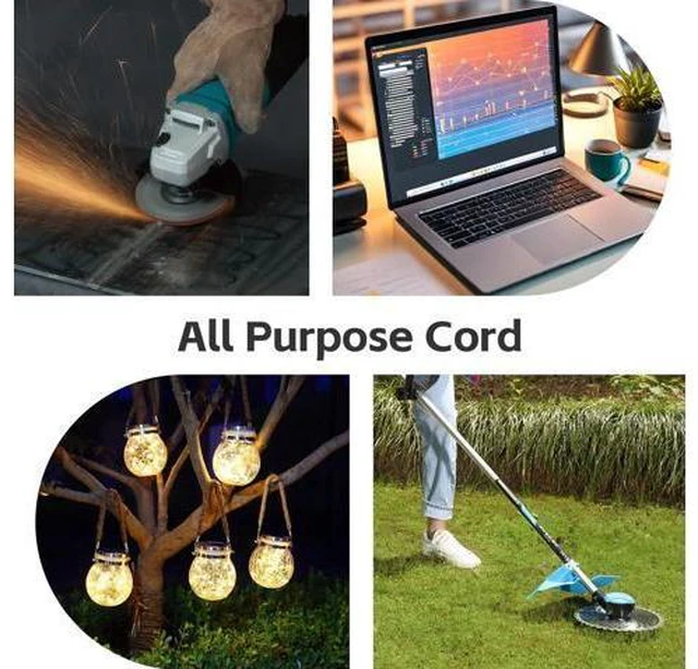 Main image of 15 FT Black Extension Cord with Lighted End, 12 AWG 3 Prong Indoor Outdoor Heavy Duty Waterproof Power Cable for Major Appliance, 12/3 SJTW UL Listed