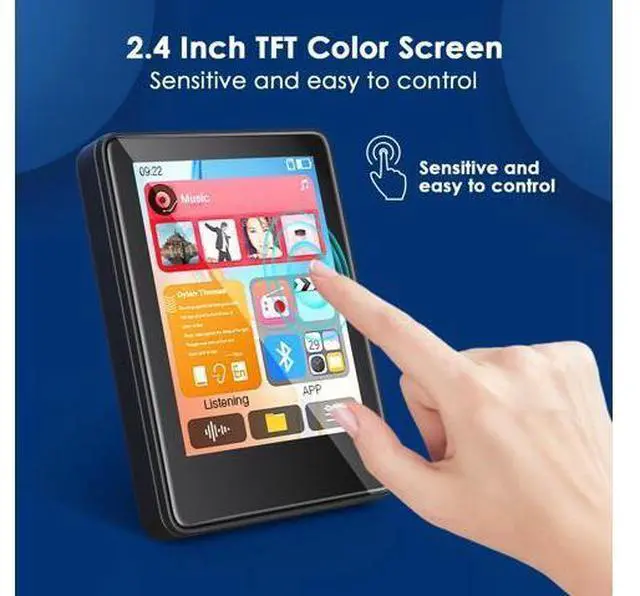 Main image of 64GB MP3 Player with Bluetooth, Music Player with Built-in HD Speaker, MP3 Player for Kids, FM Radio, Voice Recorder, HiFi Sound, E-Book Function, Earphones Included Jet Black