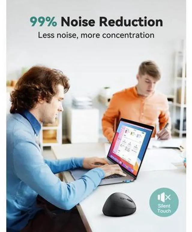 Main image of Ergonomic Mouse, 4800 DPI 5 Adjustable DPI Levels, Wireless Vertical Mouse, 6 Buttons, 2.4G Silent Mouse for Laptop, PC, Chromebook, Mac - Black