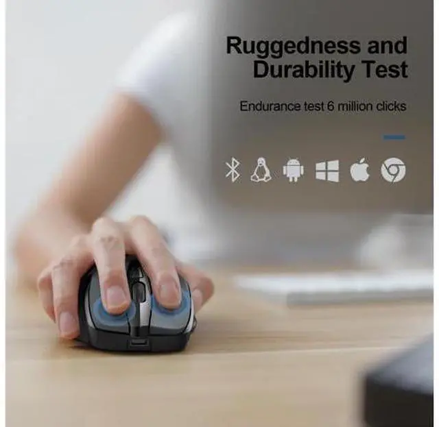 Main image of Wireless Mouse (BT5.0/3.0 & 2.4G) Rechargeable 4800 DPI Silent USB A & Bluetooth Mouse 6 Buttons, Wide Compatibility - Grey