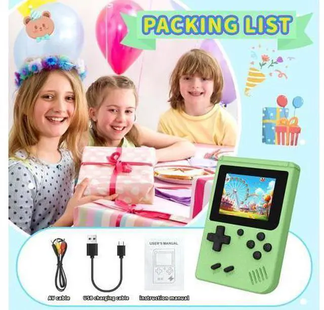 Main image of Retro Handheld Games Console Built-in 400 Video Games, Portable Handheld Emulator with 3.0 Inch Screen, Mini Travel Retro Gaming Consle (Green)