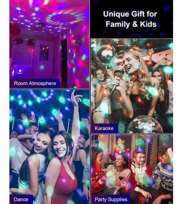 Main image of 4-Pack Sound Activated Party Lights with Remote Control Dj Lighting, Disco Ball Light, Stage Lamp Strobe Light for Home Room Dance Parties Karaoke Wedding Decorations Christmas