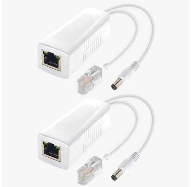 Main image of Gigabit PoE Splitter 12V DC 5.5x2.1mm, 48V to DC 12V/2A Output, 1000Mbps, IEEE802.3af/at, PoE Adapter Active for IP Camera, AP and Other DC Power Supply Devices, 2 Pack (12V 2A DC Plug 5.5x2.1mm DC)