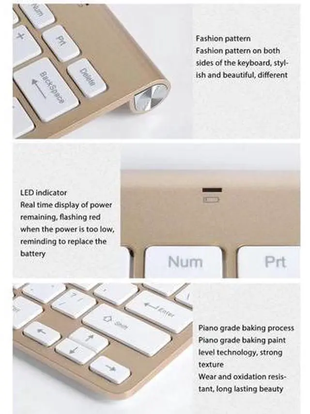 Main image of VBESTLIFE Keyboard and Mouse Combo, 2.4 Ghz USB Receiver, Ultra Slim Quiet Keyboard and Mouse Set for Office, with LED Indicator for PC Laptop (Gold),