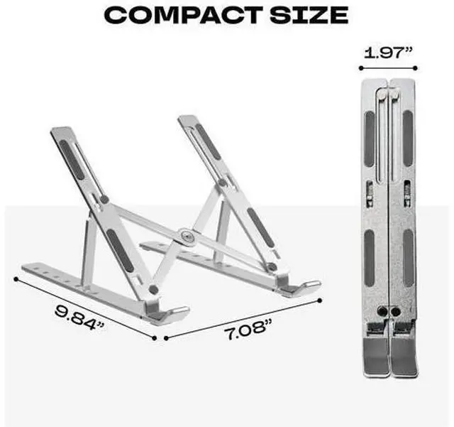 Main image of Laptop Stand Adjustable 7-Level Foldable Aluminum Riser, Portable Laptop Holder for Desk, Compatible with 9-15.6 Inch Laptops, Ergonomic & Sturdy