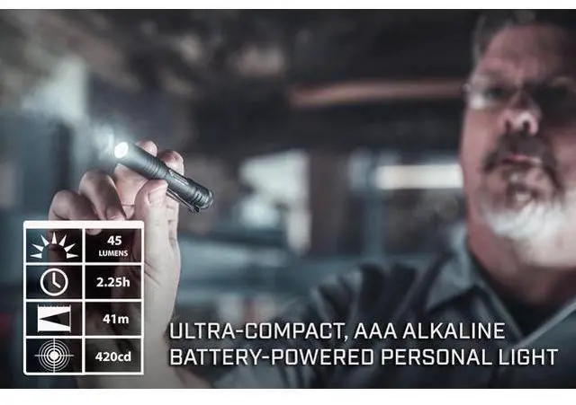Main image of 66318 MicroStream 45-Lumen Everyday Carry Pocket Flashlight with AAA Alkaline Battery Black