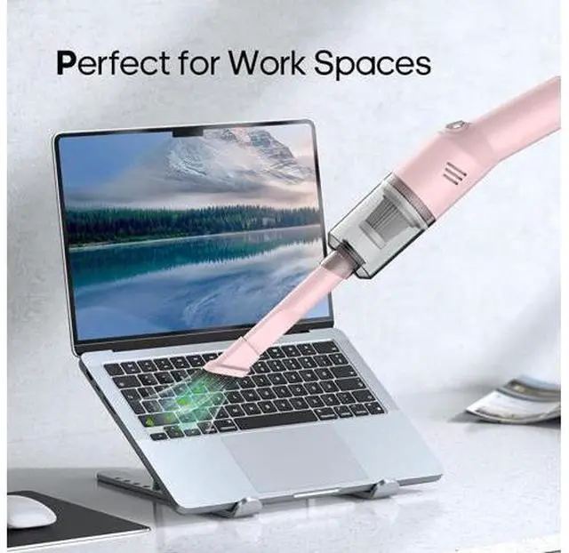 Main image of Auloea Portable Mini Car Vacuum Cleaner Pink, High Power Cordless(400g) Handheld Rechargeable Vacuum Cleaner for Desk V06
