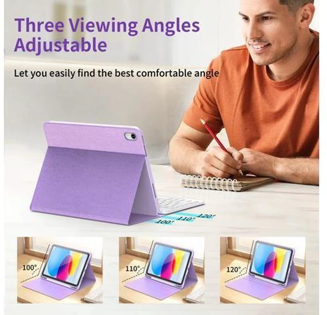 Main image of COO for iPad A16 11th 10th Generation Case with Keyboard, Detachable Wireless Bluetooth Keyboard Case with Pencil Holder for iPad 11 inch 2025 10th Gen 10.9 Inch 2022 - Purple