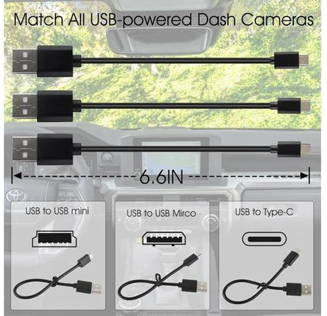 Main image of Dash Cam Power Adapter (12-Pin Type A) for 15-23 Toyota Tacoma/15-16 Highlander/16-20 Sienna/18-21 Tundra/Select Honda Ridgeline,Connects to Auto-Dimming Rearview Mirror, USB Power Dash Cam Adapter