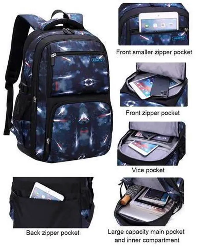 Main image of JiaYou Space Pattern Galaxy Backpack Boys Primary Junior Middle School Daypack Men High Middle School Laptop Bag(Blue Space,Backpack Only)