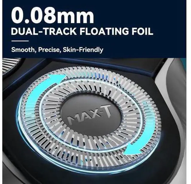 Main image of MAX-T Electric Razor for Men, 4D Rotary Shaver Razor for Men, Rechargeable Wet & Dry Shaver with Pop-Up Trimmer, IPX7 Waterproof, Type-C, Plug & Play
