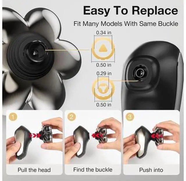 Main image of 7 Blade Floating Replacement Shaving Head, Washable Shaver Blade Heads Replacement for Head Shaver, Wet & Dry Compatible for Rotary Shavers