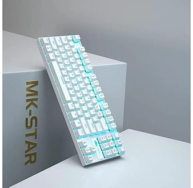 Main image of MageGee Mechanical Gaming Keyboard with Blue Switch, Compact 87 Keys Wired Computer Keyboard for Windows Laptop PC Gamer, LED Ice Blue Backlit, White