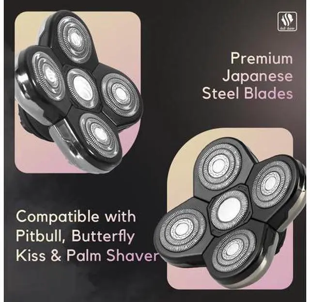 Main image of Skull Shaver Baron Replacement Shaver Head Blade - Smooth Close Shave - Wet & Dry Use - Flexible 5-Head Design - Quick Twist Lock - Universal Fit