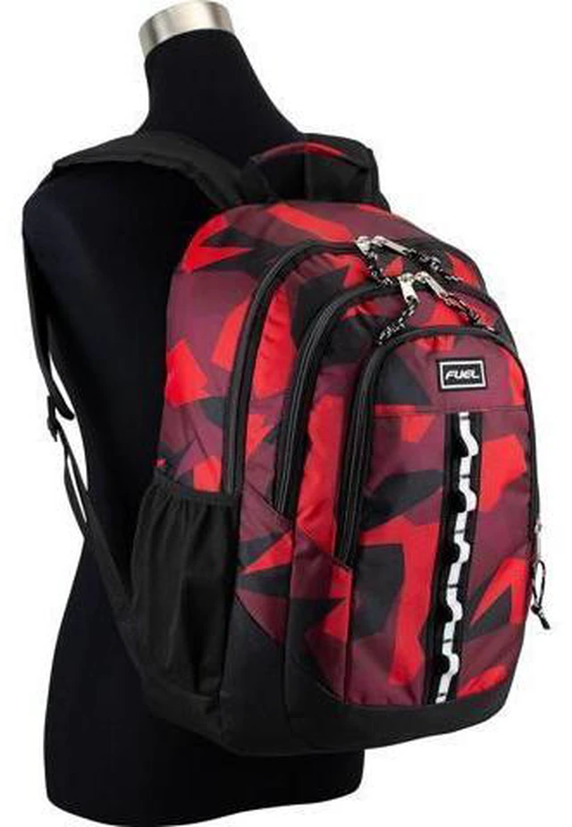 Main image of FUEL Travel Laptop Carry On Backpack Sport Shock Multi Large Compartments for College Bookbag, Hiking, Work, 18.5 x 13 x 7 Inches, Red Camouflage