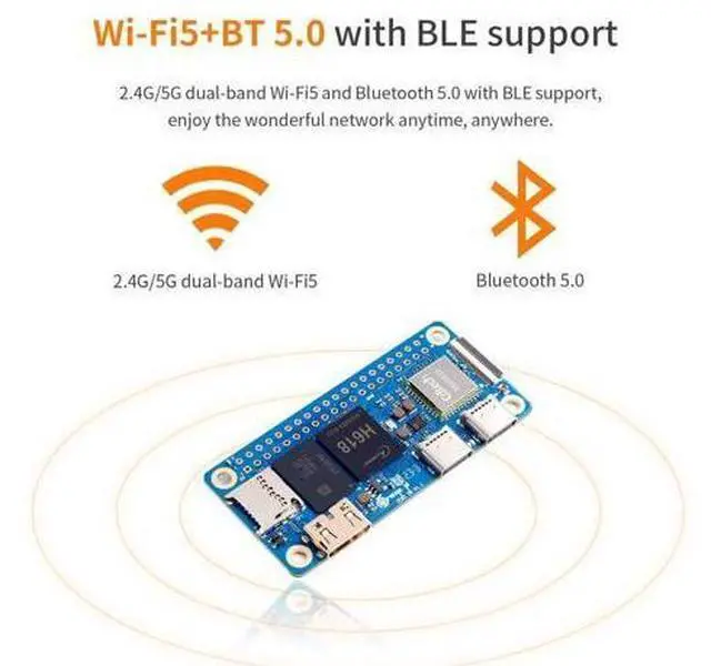 Main image of Orange Pi Zero 2W 1GB LPDDR4 Allwinner H618 Quad-Core 64 Bit Single Board Computer with 16MB SPI Flash, WiFi and BT5.0(1G+Expansion Board+Power)