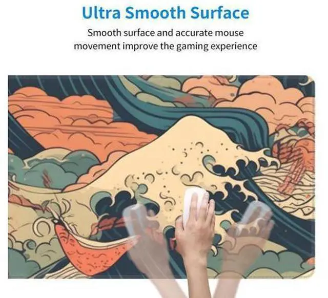 Main image of Vintage Japanese Wave Gaming Mouse Pad XL, Large Non Slip Rubber Mousepad, Stitched Edges Mouse Pads, Long Extended Mouse Pad,31.5'' X 11.8''